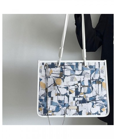 Handbag Oil Painting One Shoulder Large Capacity Tote Bag Women 2023 Texture All-Match Commuter Handbag One Size White $34.81...