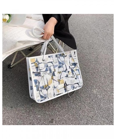 Handbag Oil Painting One Shoulder Large Capacity Tote Bag Women 2023 Texture All-Match Commuter Handbag One Size White $34.81...