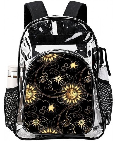 Purple Galaxy Night Star Sky Trippy Sun And Moon Clear Backpack with Shoulder Straps Clear Bag for Concert Sport Event Festiv...