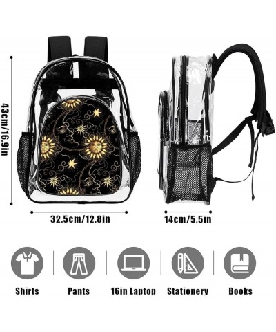 Purple Galaxy Night Star Sky Trippy Sun And Moon Clear Backpack with Shoulder Straps Clear Bag for Concert Sport Event Festiv...