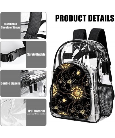 Purple Galaxy Night Star Sky Trippy Sun And Moon Clear Backpack with Shoulder Straps Clear Bag for Concert Sport Event Festiv...