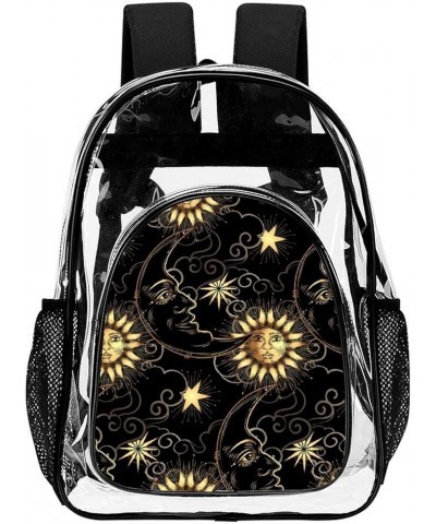 Purple Galaxy Night Star Sky Trippy Sun And Moon Clear Backpack with Shoulder Straps Clear Bag for Concert Sport Event Festiv...