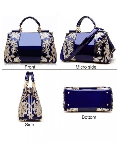 Women Patent Leather Fashion Handbags Double Sided Sequin Embroidery Shoulder Bag Top Handle Satchel Purse Wine $18.44 Satchels