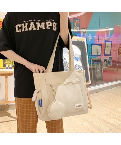 Nylon Tote Bag Aesthetic Tote Bag Aesthetic Bucket Bag Nylon Tote Bags for Women White $17.04 Totes