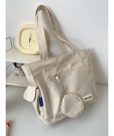 Nylon Tote Bag Aesthetic Tote Bag Aesthetic Bucket Bag Nylon Tote Bags for Women White $17.04 Totes