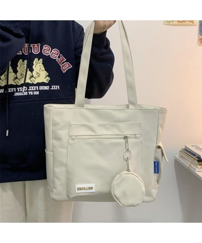 Nylon Tote Bag Aesthetic Tote Bag Aesthetic Bucket Bag Nylon Tote Bags for Women White $17.04 Totes