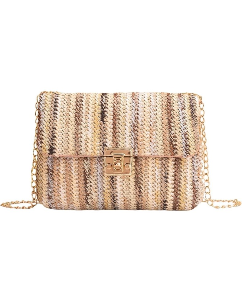 Women's Striped Straw Clutch Bag Crossbody Handbag Purse Khaki $15.67 Clutches