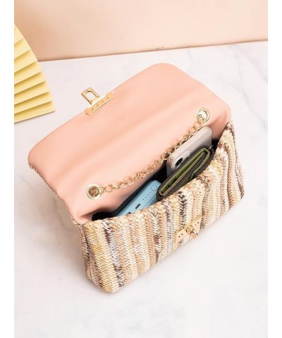 Women's Striped Straw Clutch Bag Crossbody Handbag Purse Khaki $15.67 Clutches