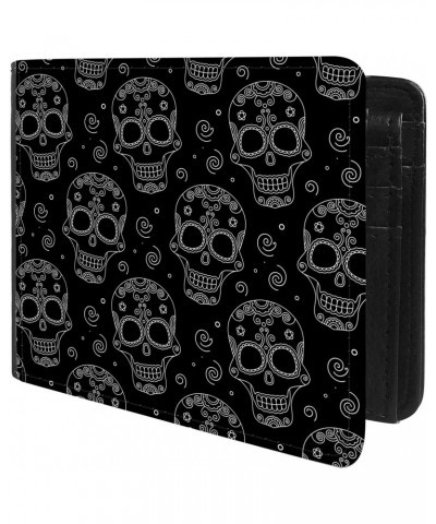 Unique Desige Pattern - BW Sugar Skull, Slim Front Pocket Wallet Billfold RFID Blocking $11.88 Wallets