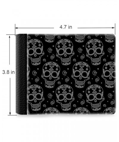 Unique Desige Pattern - BW Sugar Skull, Slim Front Pocket Wallet Billfold RFID Blocking $11.88 Wallets