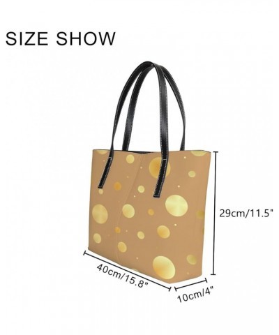 Women's Fashion Casual Handbag,PU Leather Large Capacity PC Work Bag,Travel Camping Picnic Single Shoulder Bag Gold Polka Dot...