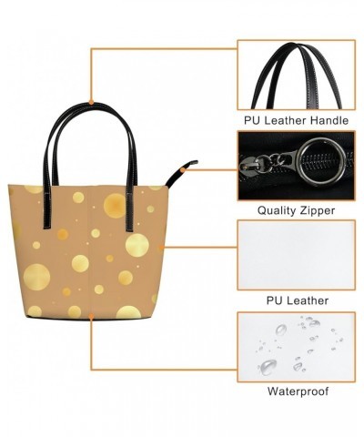 Women's Fashion Casual Handbag,PU Leather Large Capacity PC Work Bag,Travel Camping Picnic Single Shoulder Bag Gold Polka Dot...