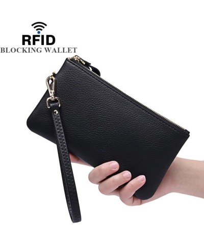 Rfid Blocking Wallet for Women Genuine Leather Wristlet Strap Pone Pouch Zipper Around Coin Pocket Clutch Purse Pink $28.81 T...