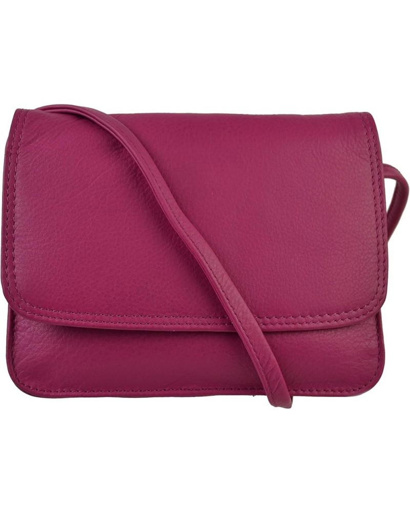 Women'S Leather Leather Crossbody Bag Fuchsia $27.57 Crossbody Bags