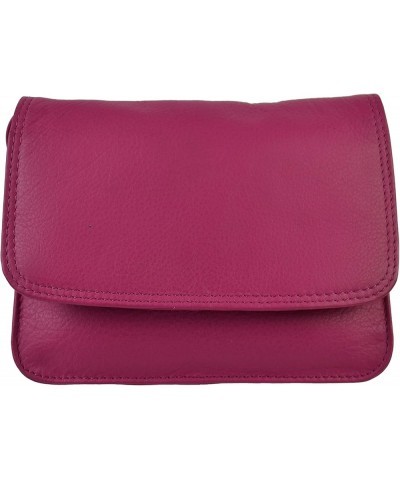 Women'S Leather Leather Crossbody Bag Fuchsia $27.57 Crossbody Bags