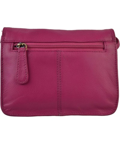 Women'S Leather Leather Crossbody Bag Fuchsia $27.57 Crossbody Bags