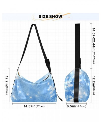 Leather Hobo Tote Bags for Women Men,Winter Snow Flakes Trendy Messenger Bag Crossbody Large Size Casual Shoulder Bag Handbag...