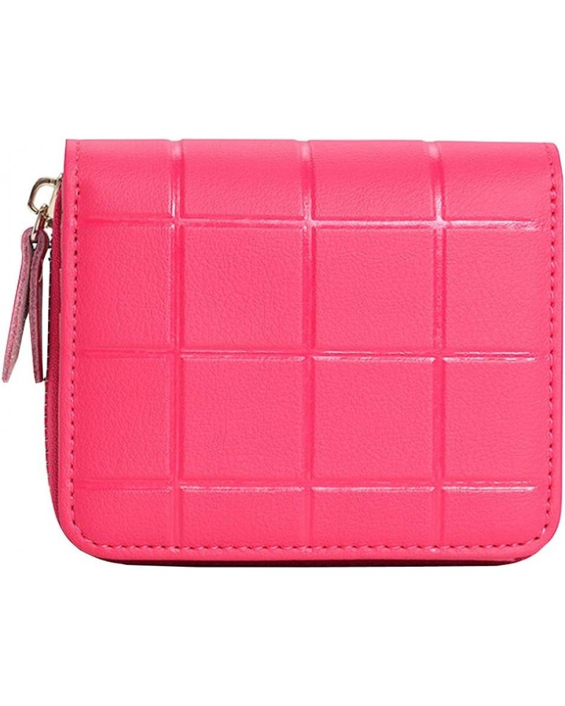 Super Mini Zip Around Genuine Leather Organized Wallet Purse for Women and Girls Rose Red $11.75 Wallets