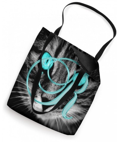 R Teal Cat Eye Kitten Kitty Pet Animal Initial Letter Name Tote Bag $10.71 Totes