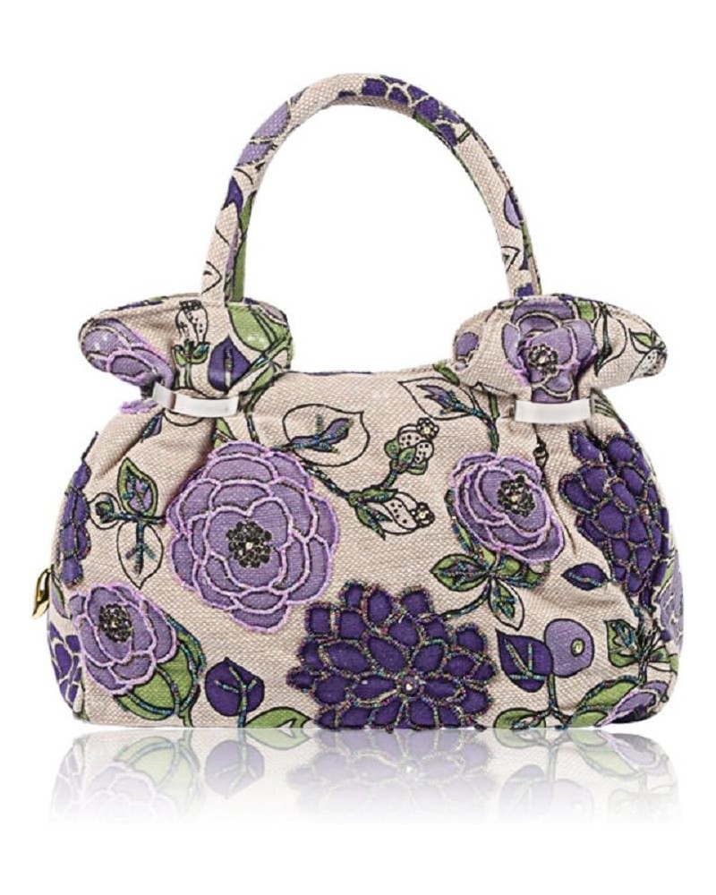 2018 Spring Handbag Flower Embroidery Bag Vintage Clutch Big Flower Tote Handbag Printing Bag $25.55 Totes