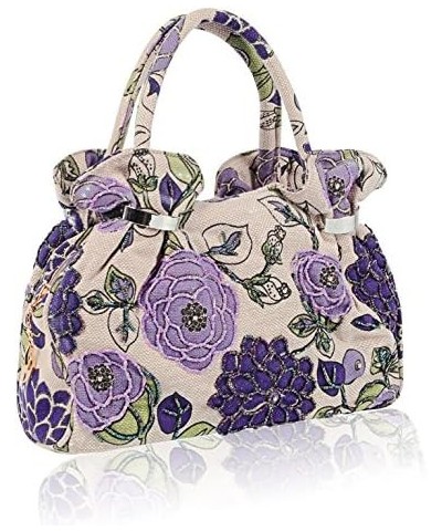 2018 Spring Handbag Flower Embroidery Bag Vintage Clutch Big Flower Tote Handbag Printing Bag $25.55 Totes