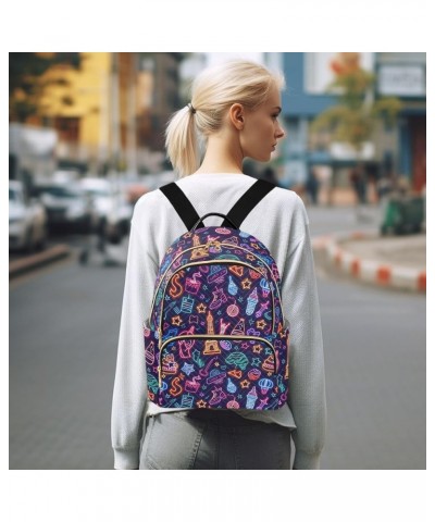 Neon Pattern Fashion Backpack Purse for Women, Casual Daypacks, Ladies Gift for Traveling Hiking Multicolor Medium $16.80 Bac...