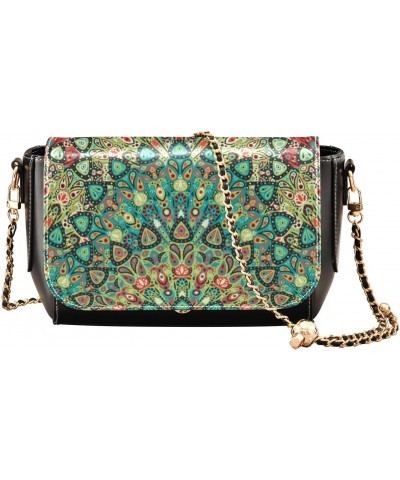 Crossbody Handbag Boho Green Red Floral PU Leather Shoulder Bag Sturdy Travel Pouch Compact Chic Bag for Women Everyday Use H...