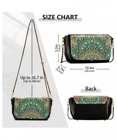 Crossbody Handbag Boho Green Red Floral PU Leather Shoulder Bag Sturdy Travel Pouch Compact Chic Bag for Women Everyday Use H...