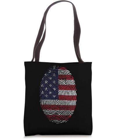 Distressed Fingerprint US Flag Tee USA American Flag Graphic Tote Bag $13.39 Totes