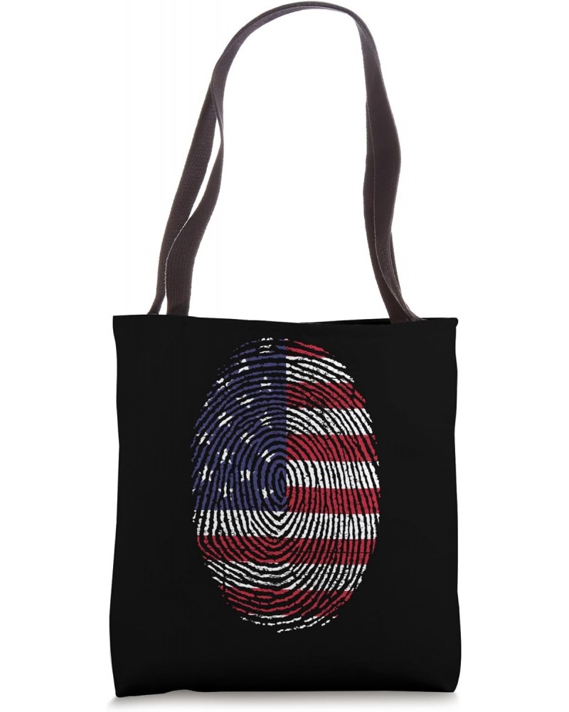 Distressed Fingerprint US Flag Tee USA American Flag Graphic Tote Bag $13.39 Totes