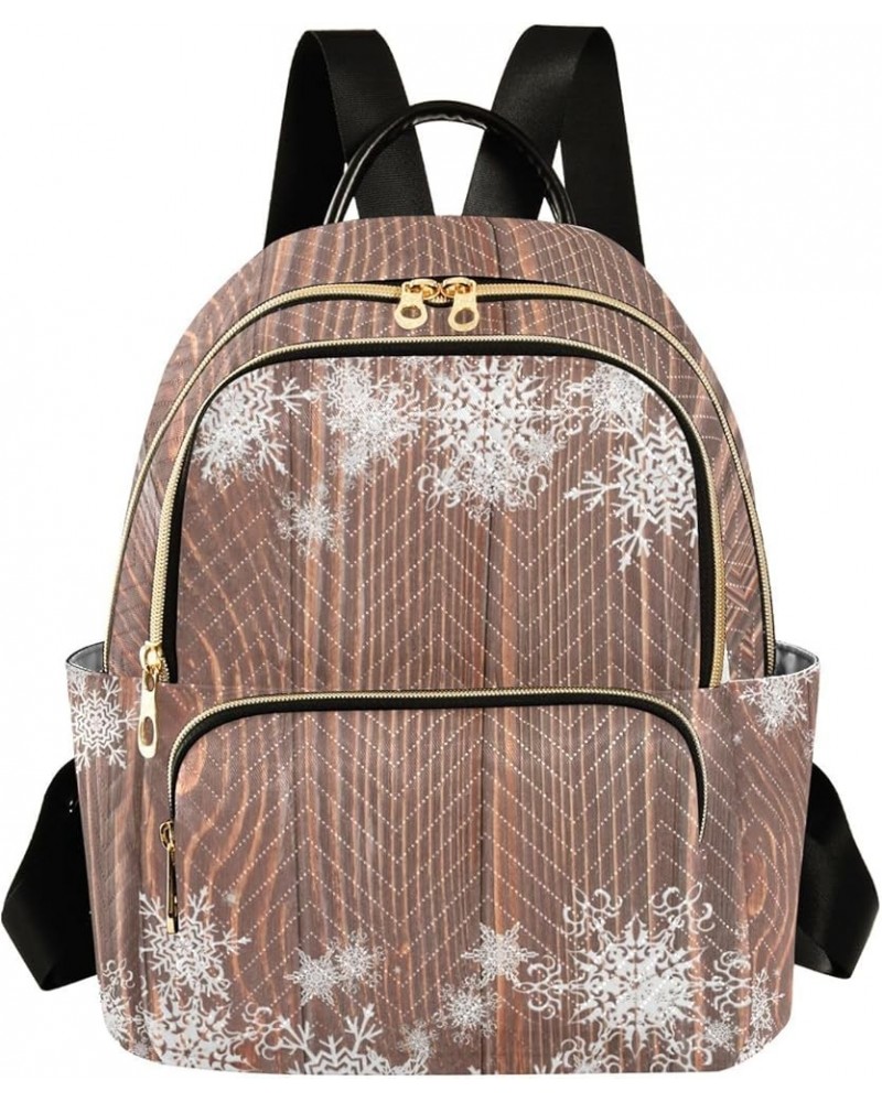 Women Backpack Snowflake Wooden Anti-Theft Travel Backpack with Luggage Belt Durable Lightweight Handbag Lady Purse Roomy Dou...