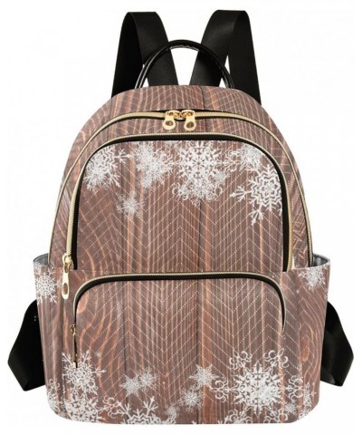 Women Backpack Snowflake Wooden Anti-Theft Travel Backpack with Luggage Belt Durable Lightweight Handbag Lady Purse Roomy Dou...