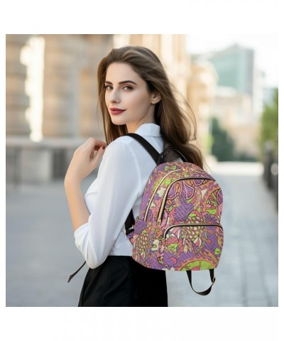 Colored Mushroom Butterfly Fashion Travel Backpack for Women Multi Pockets Lightweight Purse for Women-M Multicolor Medium $1...