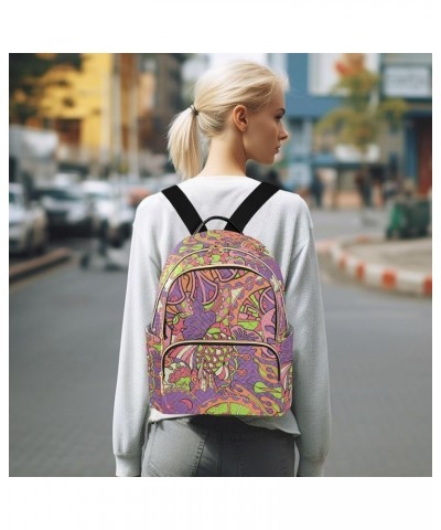 Colored Mushroom Butterfly Fashion Travel Backpack for Women Multi Pockets Lightweight Purse for Women-M Multicolor Medium $1...