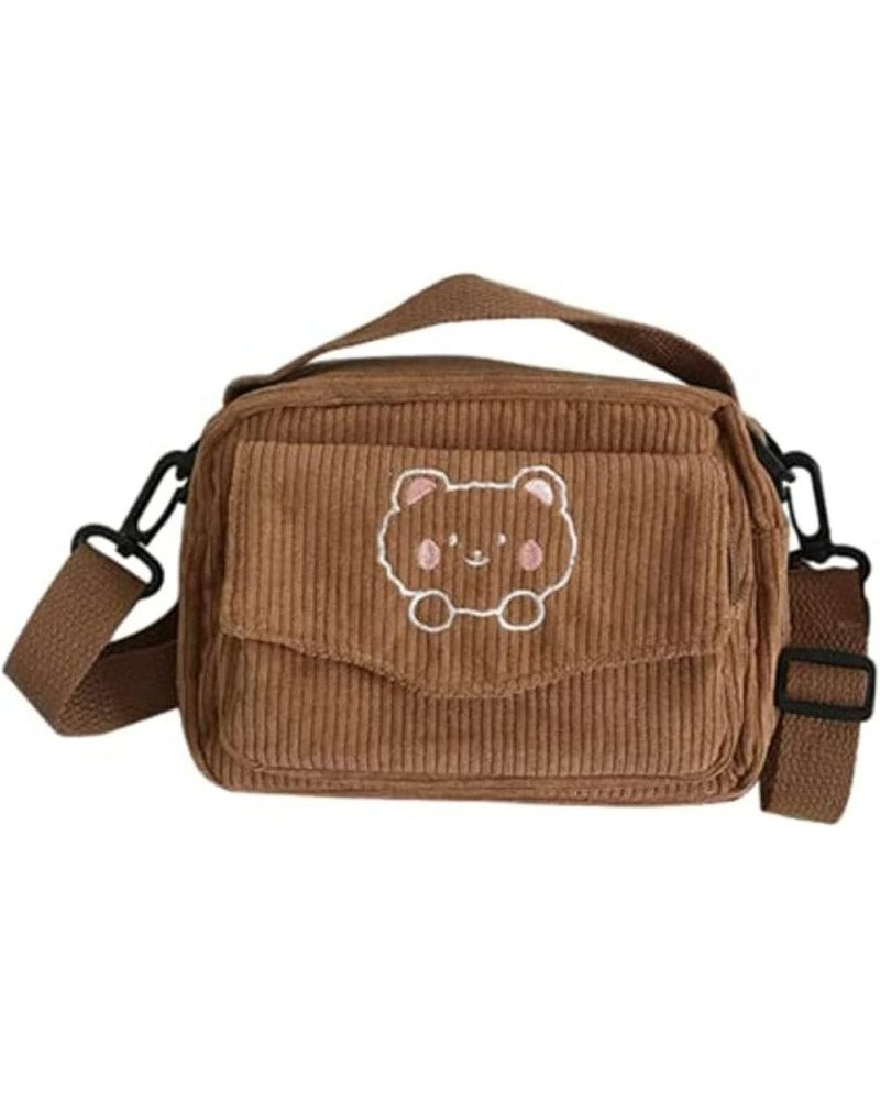 Girls Crossbody Bag Women Corduroy Bag Bear Shoulder Bag Cute Messenger Handbag Bag Brown $15.22 Totes