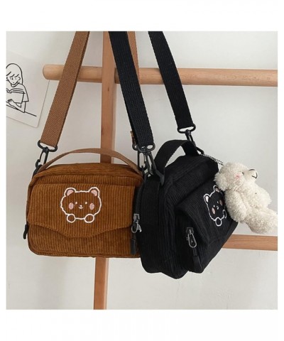 Girls Crossbody Bag Women Corduroy Bag Bear Shoulder Bag Cute Messenger Handbag Bag Brown $15.22 Totes