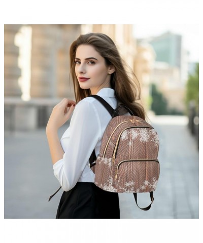 Women Backpack Snowflake Wooden Anti-Theft Travel Backpack with Luggage Belt Durable Lightweight Handbag Lady Purse Roomy Dou...