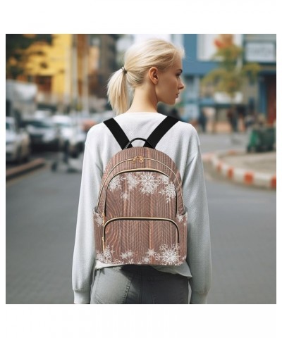 Women Backpack Snowflake Wooden Anti-Theft Travel Backpack with Luggage Belt Durable Lightweight Handbag Lady Purse Roomy Dou...