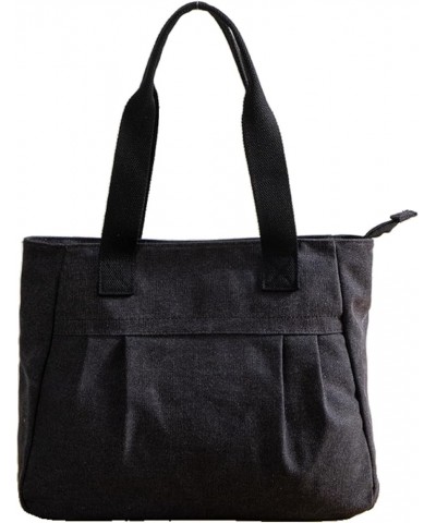 Canvas bag women's large capacity simple canvas bag canvas shoulder bag handbag Black $20.81 Totes