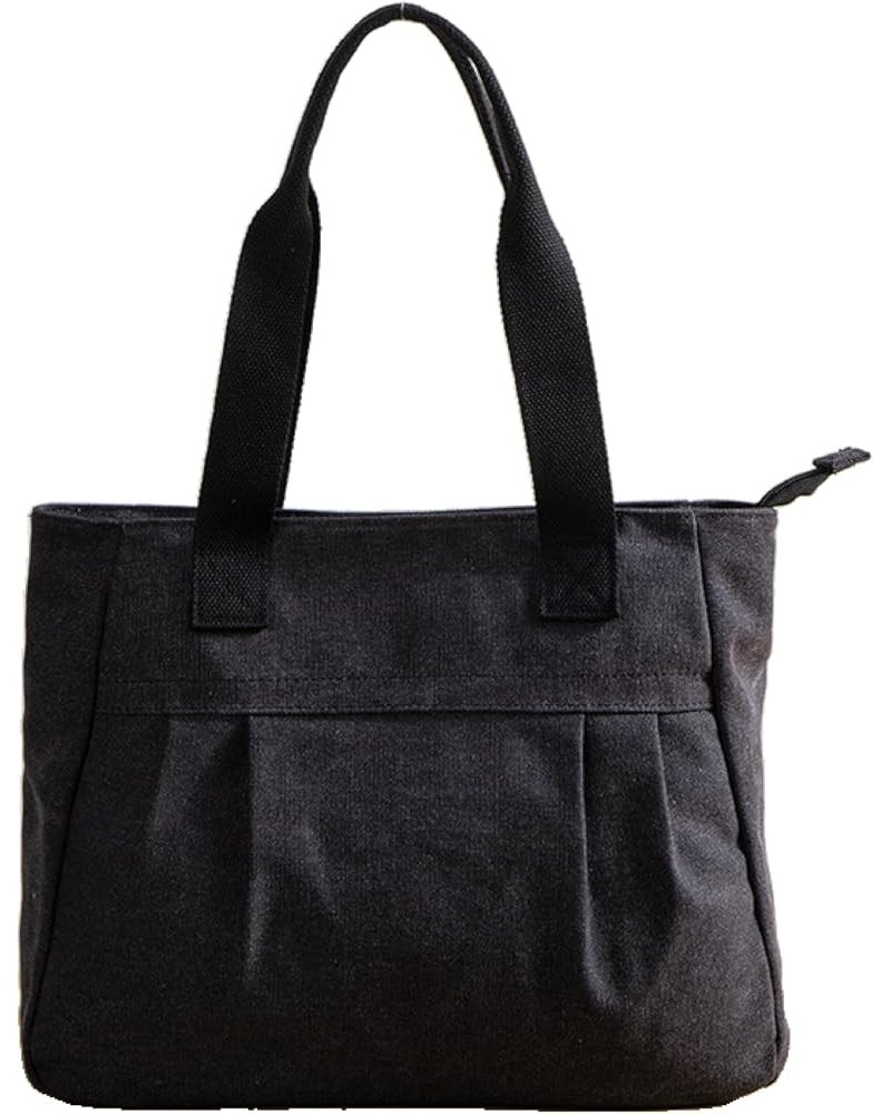 Canvas bag women's large capacity simple canvas bag canvas shoulder bag handbag Black $20.81 Totes