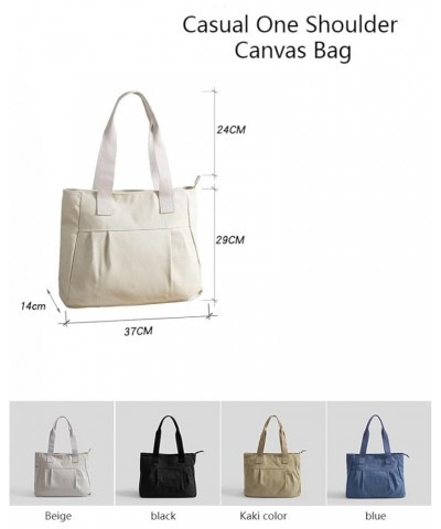 Canvas bag women's large capacity simple canvas bag canvas shoulder bag handbag Black $20.81 Totes