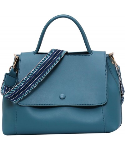 Ladies Casual Big Crossbody Bags Ladies Bags Handbags Solid Color Leather Ladies Bags Women's Shoulder Bags (Blue) Blue $17.0...