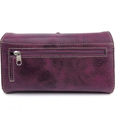 Floral Concho Tooled Leather Western Concealed Carry Handbag Purse Purple Tote and Wallet $32.44 Shoulder Bags