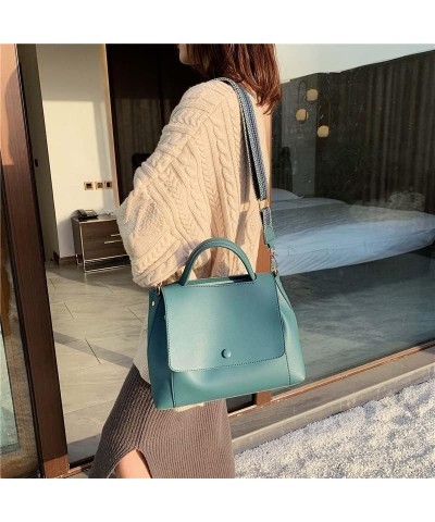 Ladies Casual Big Crossbody Bags Ladies Bags Handbags Solid Color Leather Ladies Bags Women's Shoulder Bags (Blue) Blue $17.0...