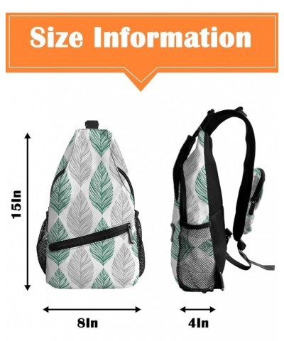 Sling Bag Crossbody Bag for Women Men Grey Olive Leaf Texture Watercolor Hand Drawn Waterproof Hiking Backpack Lightweight Ch...