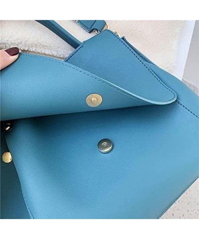 Ladies Casual Big Crossbody Bags Ladies Bags Handbags Solid Color Leather Ladies Bags Women's Shoulder Bags (Blue) Blue $17.0...