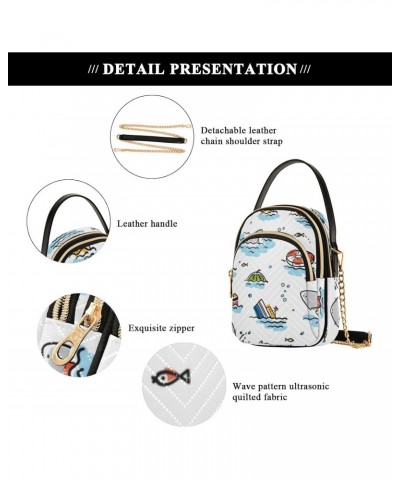 Summer Sea Shark Crossbody Bag for Women Cell Phone Purse Wallet with Removable Chain Shoulder Handbag for Travel Passport Ph...