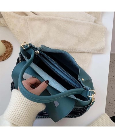 Ladies Casual Big Crossbody Bags Ladies Bags Handbags Solid Color Leather Ladies Bags Women's Shoulder Bags (Blue) Blue $17.0...