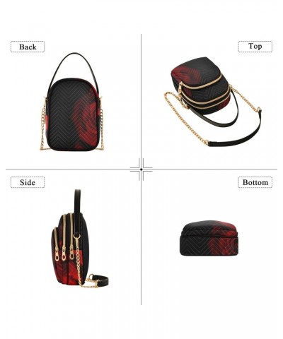 Small Crossbody Bags for Women Trendy Red Rose Flower Black Travel Sling Bag Women's Crossbody Handbags Satchel Bags $13.25 S...