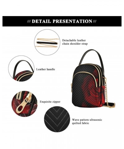 Small Crossbody Bags for Women Trendy Red Rose Flower Black Travel Sling Bag Women's Crossbody Handbags Satchel Bags $13.25 S...